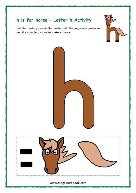 H Phonics Activities, Letter H Crafts For Preschoolers Horse, H For Horse Craft, Letter H Horse Craft, Lowercase H Craft, H Letter Craft, Letter H Activities For Preschool Crafts, H Worksheets For Preschoolers, Letter H Crafts For Preschoolers Free Printable