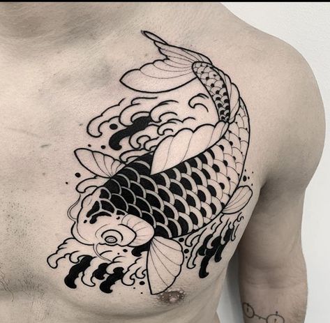 Blackwork Koi Fish Tattoo, Koi Fish Tattoo Traditional, Coy Tattoo, Scales Tutorial, Pez Koi Tattoo, Traditional Japanese Tattoo Flash, Carp Tattoo, Koi Tattoo Design, Koi Tattoo