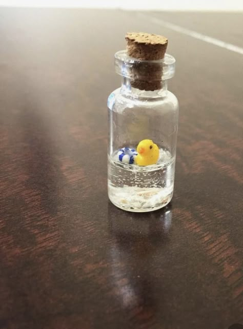 Tiny Jar Crafts Bottle Charms, Tiny Jar Crafts, Clay Duck, Tiny Crafts, Polymer Clay Cute, Duck Swimming, Clay Cute, Prom Nail Designs, Tiny Jars