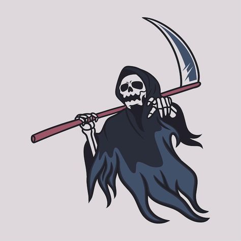 Gream Reaper Drawing, Grim Reaper Drawing, Reaper Drawing, Vintage T Shirt Design, Reaper Tattoo, Logo Game, Skeleton Illustration, Zombie Hand, Karakter Disney