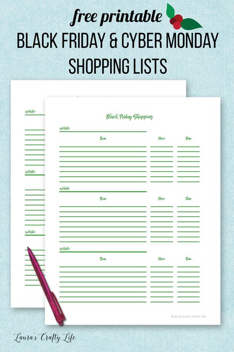 Free printable Black Friday shopping list and Cyber Monday shopping list - get organized for the holidays with a holiday binder. #holiday #binder #freeprintables #laurascraftylife Food Diy Gifts, Holiday Budget Planner, Organization For School, Black Friday Shopping List, Simple Craft Projects, Homemaking Binder, Free Holiday Printables, Budget Worksheets, Christmas Decorations Crafts