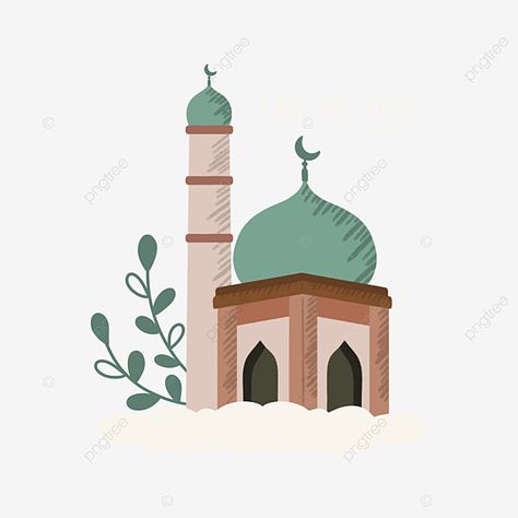 Eid Mubarak Illustration Art, Eid Illustration Design, Mosque Animation, Eid Mubarak Design Illustration, Mosque Sticker, Masjid Illustration, Islam Illustration, Mosque Illustration, Diy Eid Decorations