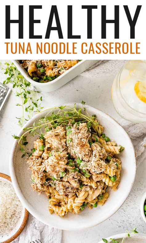 Healthy Tuna Noodle Casserole Healthy Tuna Noodle Casserole, Tuna Noodle Casserole Healthy, Ambitious Kitchen Recipes, Healthy Tuna Recipes, Casserole Healthy, Noodle Casserole Recipes, Healthy Tuna, Tuna Noodle, Tuna Noodle Casserole