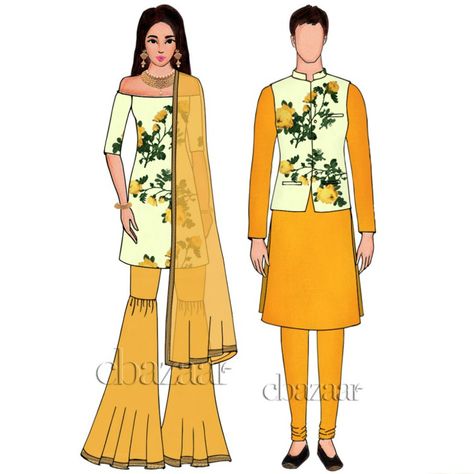 Customised order for a couple :) Couple Croquis Fashion Illustrations, Mens Kurta Illustration Sketch, Kurta Illustration Sketch, Mens Wear Illustration, Fashion Sketches Men, Croquis Fashion, Digital Fashion Illustration, Fashion Illustration Tutorial, Fashion Illustrations Techniques