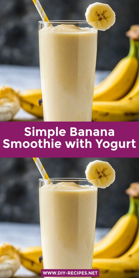 Enjoy a simple banana smoothie with yogurt and milk. This recipe is quick, creamy, and perfect for a refreshing, nutritious treat! How To Make A Smoothie, Smoothies With Greek Yogurt, Crohns Meals, Easy Smoothie Recipes 3 Ingredients, Banana Milk Recipe, Banana Smoothie With Yogurt, Fruit Smoothies Recipes, Banana Smoothie Recipe Easy, Yogurt Smoothie Recipes