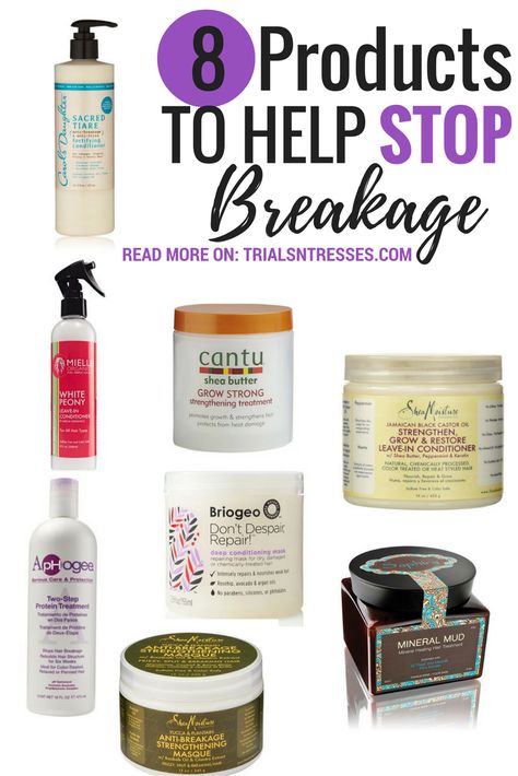 8 Products to help Stop Breakage Stop Hair Breakage, Natural Hair Care Tips, Hair Regimen, Pelo Afro, Natural Hair Products, Black Hair Care, Natural Haircare, Hair Remedies, 4c Hair