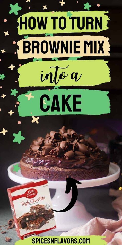 How To Make Brownies More Cake Like, Cake Like Brownies From A Box How To Make, Brownie Mix To Cake, Brownie Cake From Mix Boxes, Boxed Brownie Mix Uses, Brownie Mix Chocolate Cake, Brownie Mix Bundt Cake Recipes, Turn White Cake Mix Into Chocolate, Cake With Brownie Mix Recipe