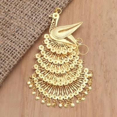 Peacock Charm Ornamental Filigree, Peacock Brooch, Sterling Silver Owl, Owl Pendant Necklace, Best Mothers Day Gifts, Golden Jewelry, Owl Jewelry, Authentic Jewelry, Gold Brooches