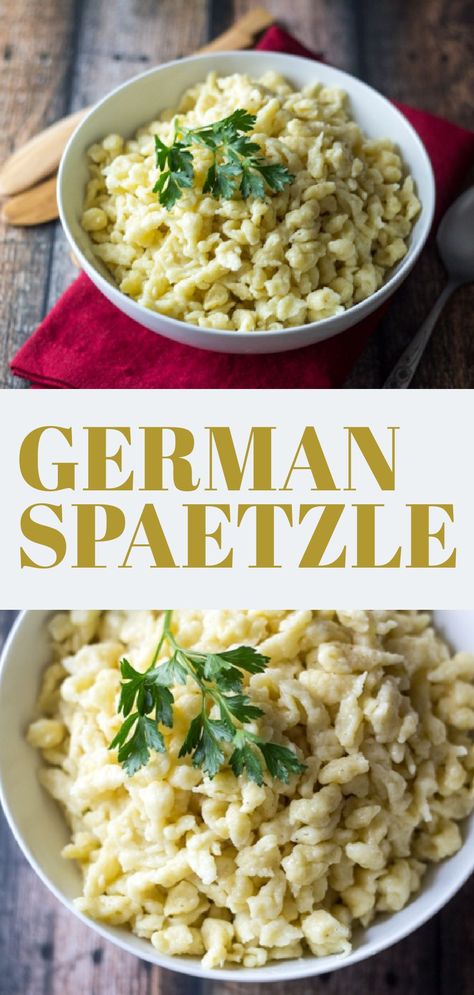 Speatzle Recipe Germany, Sourdough Spaetzle, Spetzel Recipe, Noodle Dumplings, Speatzle Recipe, German Side Dishes, German Spaetzle, Unprocessed Recipes, Easy German Recipes