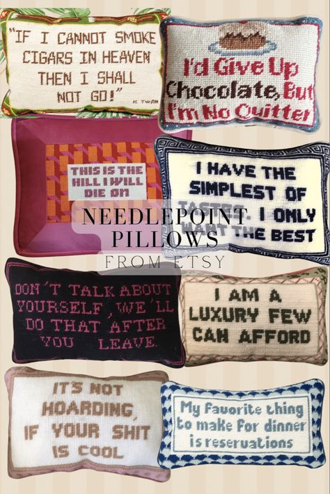 Funny Needlepoint Pillow, Funny Needlepoint, Word Pillow, Needlepoint Ideas, Needlepoint Pillow, Cross Stitch Pillow, Etsy Ideas, Needle Point, Needlepoint Pillows