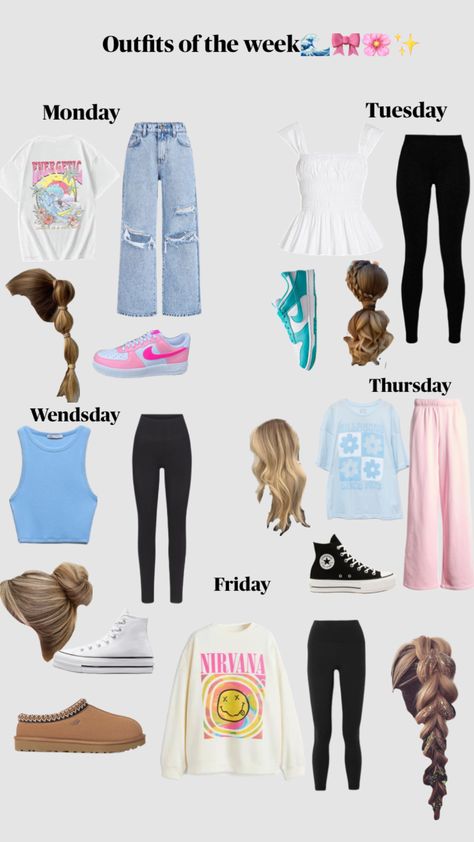 Outfits of the week #inspo #preppy #ootd￼ Cute Preppy Spring Outfits, Things You Need To Be Preppy, Cute Everyday School Outfits, Week School Outfits, Days Of The Week Outfits School, How To Become Preppy On A Budget, Cute Outfits For 3rd Graders, Easy Preppy Outfits, Preppy Outfits With Sweatpants