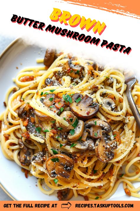 Indulge in the rich and savory flavors of Brown Butter Mushroom Pasta, a delightful dish that elevates your weeknight dinners. This recipe combines perfectly sautéed mushrooms with nutty brown butter, tossed with al dente pasta for a mouthwatering experience. Perfect for mushroom lovers, this creamy yet simple dish is enhanced with fresh herbs and a hint of garlic, making it an ideal choice for both casual family meals or elegant gatherings. Discover the joy of cooking with this easy-to-follow recipe that guarantees comfort Brown Butter Mushroom Pasta, Garlic Butter Mushroom Pasta, Pasta And Mushrooms, Mushroom Bowtie Pasta, Butter Mushroom Pasta, Mushroom Pasta Recipes, Soy Butter, Garlic Butter Mushrooms, Mushroom Recipes Pasta