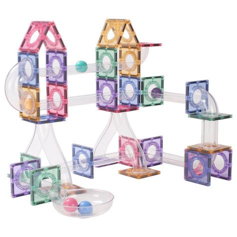 Connetix Ideas, Marble Pieces, Marble Maze, Spatial Awareness, Basket Drawing, Magnetic Toys, Motor Development, Magnetic Tiles, Marble Run