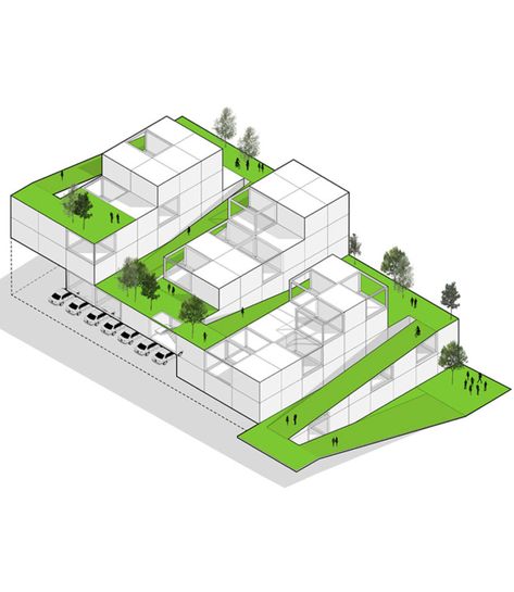 Housing Units Architecture, Place Making Architecture, Urban Village Architecture, Co Housing Architecture, Modular Architecture Concept, Dormitory Design, Shopping Center Architecture, Social Housing Architecture, Terrace Building