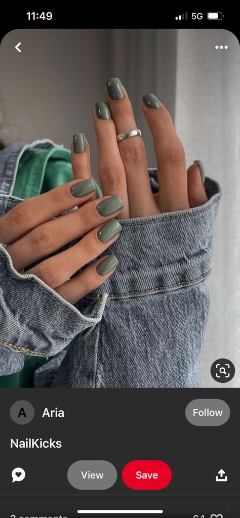 Green Gray Nails, Grey Green Nails, Hunting Nails, Green Dips, Cuticle Care, Green Chrome, Gray Nails, Almond Nails Designs, Dipped Nails