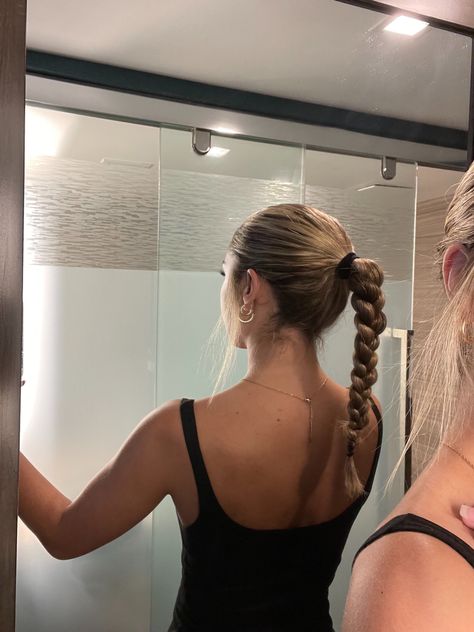 Slick Back Plait Ponytail, Ponytale Braid, Low Ponytail Braid, Slick Back Braided Ponytail Weave, Cute Gym Hairstyles, Low Braided Ponytail, Braided Ponytail Weave, Plaited Ponytail, Rebecca Jenshak