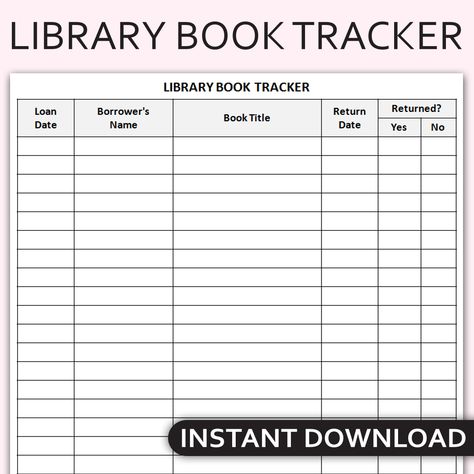 Free printable tracker for borrowed library books Book Tracker Template, Printable Book Tracker, Sign Out Sheet, Library Labels, Sodium Intake, Free Digital Planner, Book Tracker, Tracker Template, Sign Out