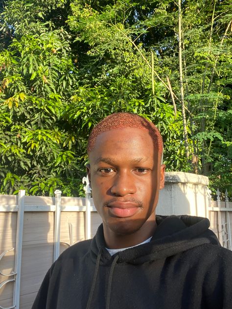 Ginger Colored Hair, Temp Fade, Temp Fade Haircut, Short Dyed Hair, Sunset Hair, Dyed Hair Men, Ginger Black, Dark Skin Boys, Short Hair Black