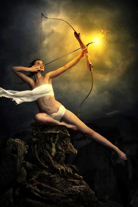 Mars in Sagitarius Sagittarius Women, Eternal Flame, Bow And Arrow, Fantasy Warrior, Arte Fantasy, Jolie Photo, 판타지 아트, Greek Gods, Gods And Goddesses