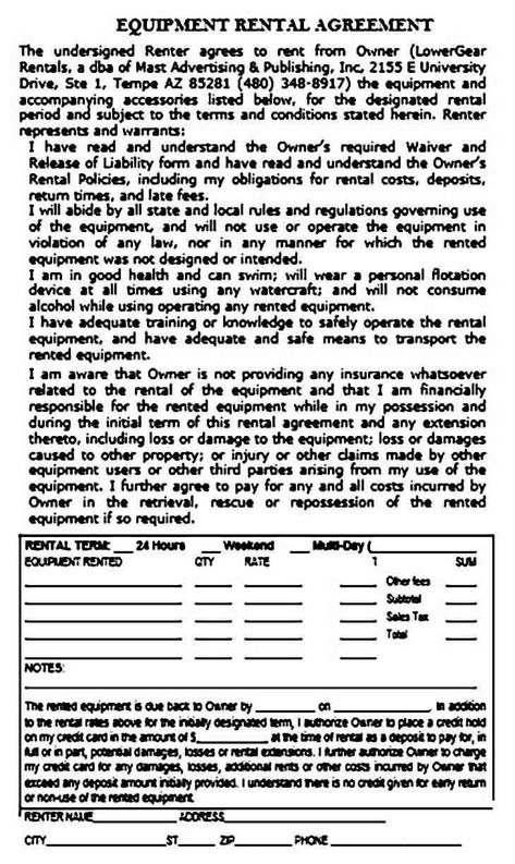 Equipment Rental Agreement Sample | Mous Syusa Save Up Money, Rent Receipt, Apartment Lease, Quotation Format, Real Estate Forms, Lawn Care Business, Rental Agreement Templates, Rental Application, Rental Business