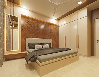 Modern Indian Bedroom Interior, Badroom Bad Desine Indian, Home Room Design Bedrooms, Bed Rooms Interior Design, Bed And Dressing Table Design, Indian Bedroom Design Simple, Bed And Wardrobe Designs, Bed Design With Dressing Table, Bed Side Mirror Ideas