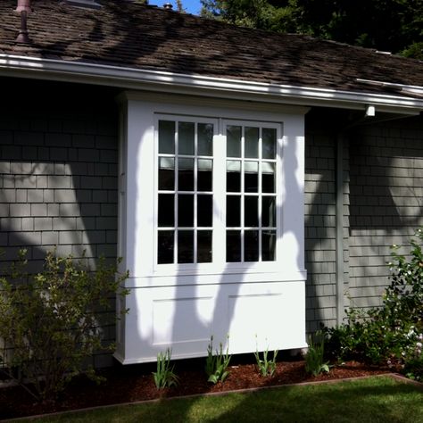 Kitchen, back yard... Box window Boxed Windows Exterior, French Windows Exterior, Box Bay Windows Exterior, 3 Double Hung Windows In A Row, Double Casement Window Over Sink, Double Hung Windows Exterior, Double Casement Window, Bump Out Window, Window Bump Out