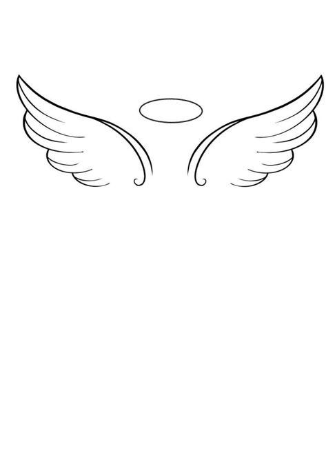 Angel Wings Tattoo Outline, Angel Wing Small Tattoo, Small Wings Tattoo Design, Wing Outline Tattoo, Wings Halo Tattoo, Wings Small Tattoo, Angel Wings Tattoo Placement, Simple Wings Tattoo, Tattoo Wings Angel