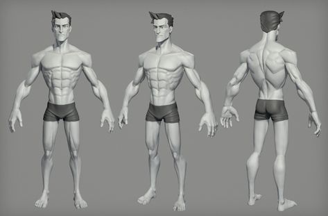 ArtStation - Stylized anatomy figure, Makar Malicki Stylized Figure Drawing, Stylized Character Reference, Stylized Body, Stylized Body Reference, Stylised Anatomy, Stylized Anatomy, Stylized Male Anatomy, Stylized Sculpt, Zbrush Anatomy