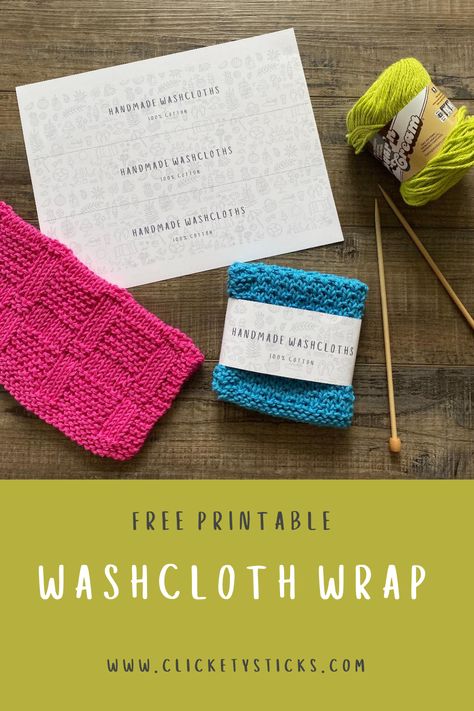 Fun free printable washcloth wrap adds the perfect finishing touches to your handmade item. Free Printable Crochet Labels, Clickety Sticks, Crochet Craft Fair, Labels Printables, Crochet Labels, Bright Summer Colors, Beginner Friendly Crochet, Free Printable Tags, Knitting Group