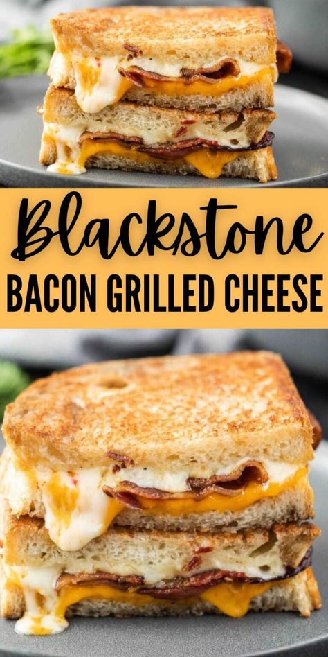 Blackstone Bacon Grilled Cheese - grillonadime.com Blackstone Grilled Cheese Recipes, Grilled Cheese On Blackstone, Blackstone Grill Sandwich Recipes, Loco Griddle Recipes, Blackstone Grilled Cheese, Blackstone Sandwich Recipes, Blackstone Sandwiches, Pit Boss Griddle Recipes, Blackstone Meal Ideas