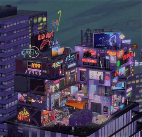 Cyberpunk style Build in San Myshuno #ts4 #thesims4 Sims 4 San Myshuno Build, Sims 4 Cyberpunk Build, Sims Cyberpunk, Sims 4 Cyberpunk Cc, Sims 4 Cyberpunk, Ts4 Cyberpunk, Sims 4 San Myshuno, City Slums, Minecraft Cyberpunk