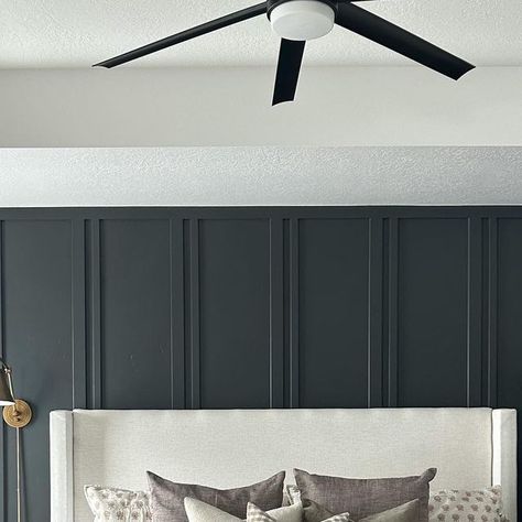 Double Batten Accent Wall, Iron Ore Accent Wall Master Bedrooms, Tricorn Black Board And Batten, Sw Iron Ore Wainscoting, Iron Ore Board And Batten Wall, Board And Batten Wall Iron Ore, Iron Ore Bedroom Accent Wall, Wrougt Iron Accent Wall Paint, Double Board And Batten Wall