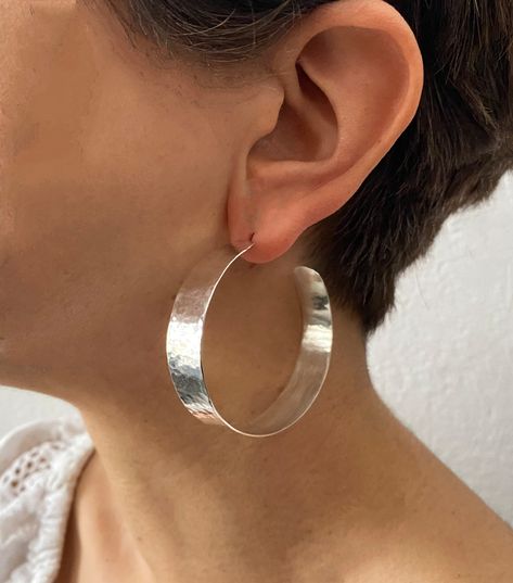 Excited to share the latest addition to my #etsy shop: Silver bold creole hoop earrings, large flat fat hoops, 2 inches wide chunky hoops https://etsy.me/3G6Qsy3 Earrings Chunky Silver, Chunky Silver Hoop Earrings Aesthetic, Hamered Earrings, Thick Silver Hoop Earrings, Chunky Silver Jewelry, Chunky Silver Hoop Earrings, Chunky Silver Earrings, Flat Hoop Earrings, Unique Hoop Earrings