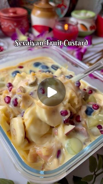 Fruits Custard Recipe, Vermicelli Custard Recipe, Custard Recipe Videos, Sevaiyan Recipe, Sevaiyan Kheer, Semiya Recipes, Custard Powder Recipes, Fruit Custard Recipe, Creamy Dessert Recipes