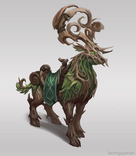 ArtStation - Forest Stag, Liem Nguyen Fantasy Mounts, Arte Monster High, Beast Creature, Art Commissions, Fantasy Beasts, Forest Creatures, Creature Drawings, Forest Animal, Fantasy Creatures Art