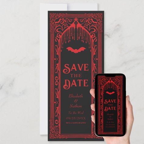 Vampire Invitation Card, Vampire Halloween Party Invitations, Vampire Prom, Vampire Wedding, Regal Wedding, Dark Wedding Theme, Engagement Party Favors, Halloween Themed Wedding, 2nd Wedding