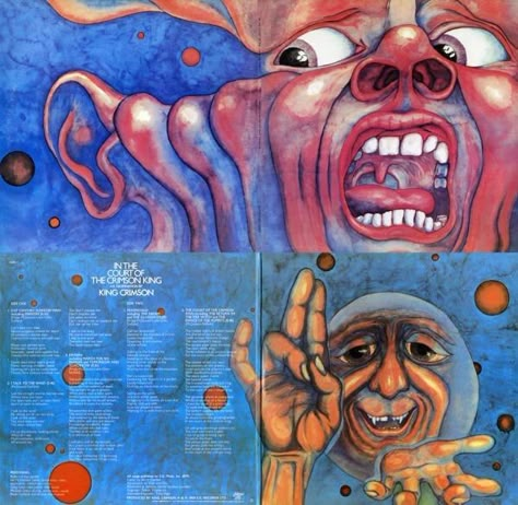 Rock Album Cover Art, Peter Sinfield, King Crimson Poster, Ian Mcdonald, Court Of The Crimson King, 21st Century Schizoid Man, Alt Rock Album Covers, 90s Rock Album Covers, The Crimson King