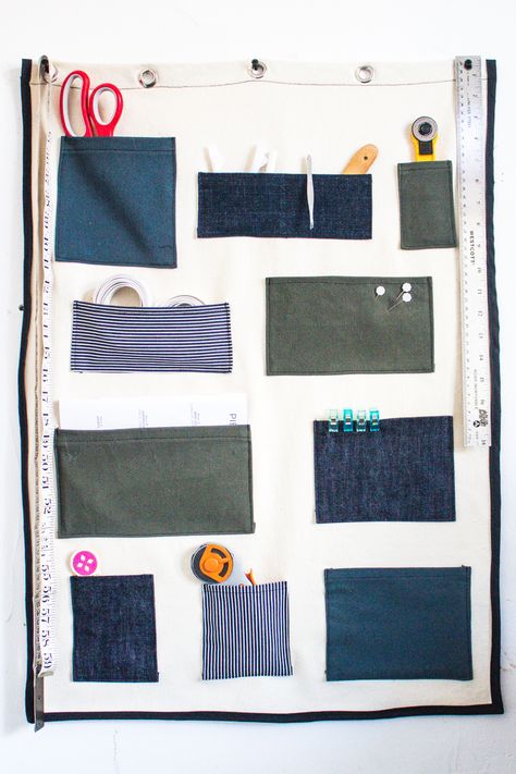 Scrapbusting! Make a Wall Pocket Organizer for Your Sewing Space or Home | Closet Case Patterns Wall Pocket Organizer, Closet Core Patterns, Sewing Space, Sewing Tutorials Free, Quilt Binding, Quilting Rulers, Pocket Organizer, Pouch Pattern, Sewing Organization