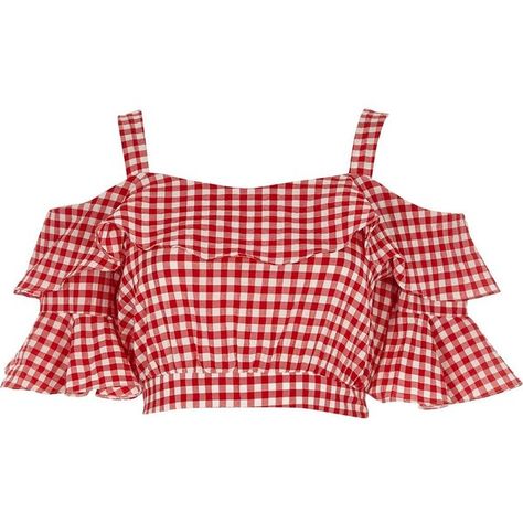 River Island Red gingham frill sleeve crop top ($52) ❤ liked on Polyvore featuring tops, crop top, shirts, crop tops / bralets, red, women, camisole tops, red bralette top, flutter sleeve top and cropped camisoles Red Gingham Shirt, Shirts Crop Tops, Red Bralette, Bralet Tops, The Cardigans, Summer Plaid, Shirts Crop, Bralette Top, Gingham Tops