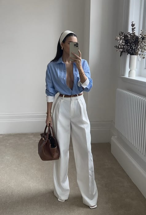 Museum Outfit Trousers, Slim Thick Outfit, White Pant Outfit, Outfits Blancos, Midsize Outfit Ideas, Outfit Ideas Midsize, Ootd Classy, Teen Outfit Ideas, Bimbocore Outfits