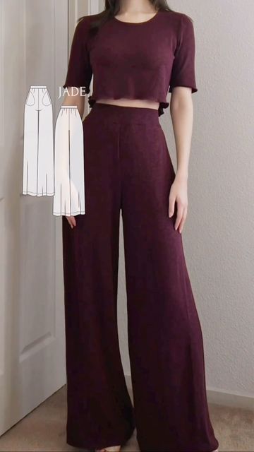 PDF Sewing Patterns on Instagram: "this sewing pattern is an absolute must for a sewing beginner looking to sew some gorgeous stretchy wide-leg pants 🥰 🔖 You can find this Jade PDF sewing pattern on my website dressmakingamore.com My daughter will be making herself a pair tomorrow and she’ll record everything in real time to stories - we’ll see how long it takes her to complete them 😊" Wide Leg High Waist Pants Pattern, Loose Pants Pattern, High Waist Pants Pattern, Wide Leg Pants Sewing Pattern, Wide Leg Pants Pattern, Pants Sewing Pattern, Flowy Pants, Wide Pants, Sewing For Beginners