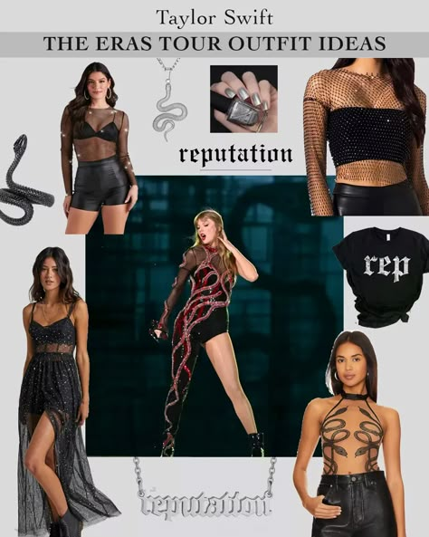 Taylor Swift Are You Ready For It Outfit, Taylor Swift Outfit Reputation Era, Concert Taylor Swift Outfit, Taylor Swift Eras Concert Outfit Reputation, Taylor Swift Black Outfit, Eras Tour Fits Reputation, Taylor Swift Bad Reputation Outfits, Taylor Swift Era Outfits Reputation, Reputation Concert Outfit Ideas