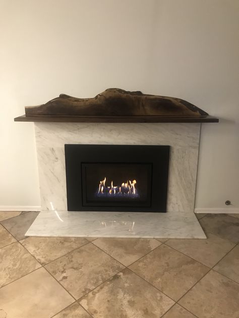 Fireplace With Live Edge Mantle, Live Edge Wood Mantle Fireplace, Wood Mantle Fireplace, Fireplace Fronts, Wood Mantle, Wood Mantels, Live Edge Wood, Fireplace Mantle, Live Edge