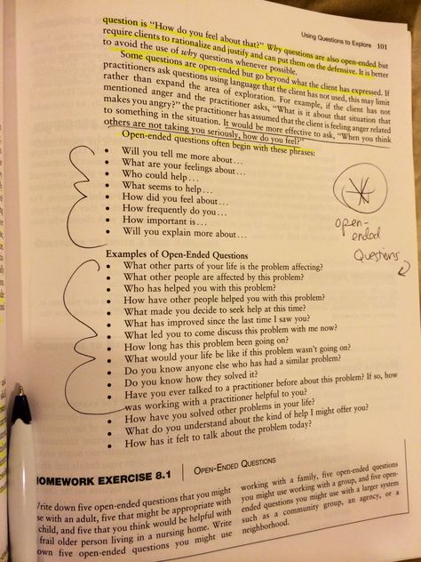 Open ended questions practitioners utilize Open Ended Questions Social Work, Open Questions Counselling, Open Ended Therapy Questions, Focus Group Questions, Questions To Ask Therapist, Counseling Intake Questions, Group Therapy Questions, Open Ended Questions Therapy, Solution Focused Therapy Questions
