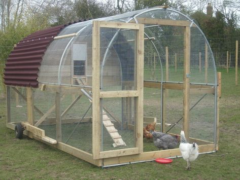 Looking for chicken Tractor ideas share your pics | BackYard Chickens - Learn How to Raise Chickens Large Mobile Chicken Coop, Hoop House Chicken Coop, Hoop House Chickens, Hoop Coop, Large Chicken Coop Plans, House Chicken Coop, Mobile Chicken Coop, House Chicken, Hoop House