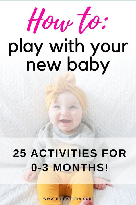 How to Play With Your New Baby - 25 great ideas to have fun with your newborn! Help your newborn learn and develop new skills - such as communication, motor skills, and more by trying these fun 0-3 months old activities! Your baby will love trying something new and it'll give new moms and dads a great opportunity to bond and interact with their newborn! #newborn #parenting #tips #playtime #activities Newborn Activities, Pinterest Baby, Baby Development Activities, Baby Sitting, Baby Play Activities, Newborn Baby Tips, Newborn Hacks, Baby Activities, Baby Sleep Problems