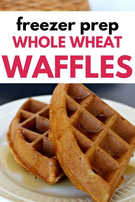 Whole Wheat Waffle Recipe, Freezer Waffles, Stock The Freezer, Healthy Waffle, Mini Waffle Recipe, Wheat Pancake Recipe, Wheat Waffles, Freezer Prep, Waffle Recipe Healthy