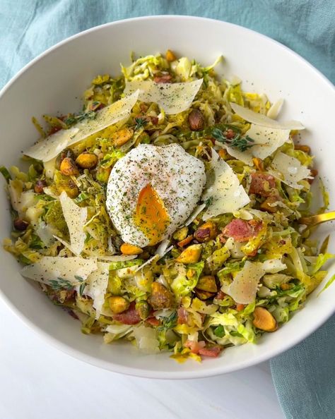 Julia Roberts Favourite Brussels Sprout & Pancetta Salad - The Modern Nonna Brussel Sprout Pistachio Salad, Pancetta Salad, Warm Salads, The Modern Nonna, Modern Nonna, Keto Salads, Green Salads, Keto Salad, Big Energy