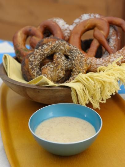 Sunny's Honey Dijon Pretzel Dip Recipe | Sunny Anderson | Food Network Wasabi Mustard Recipe, Pretzels Dip, Mississippi Masala, Hard Pretzels, Pretzel Dip Recipes, Mustard Recipes, Food Sauces, Honey Mustard Recipes, Homemade Mustard