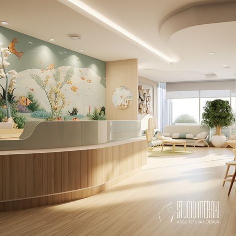 Maternity Clinic Interior Design, Pediatric Center Design, Obgyn Clinic Interior Design, Pediatrician Office Decor, Pedia Clinic Interior Design, Pediatric Clinic Design Interiors, Pediatric Office Design, Pediatric Waiting Room Ideas, Kids Dental Office